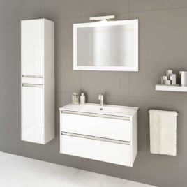 Mobile da Bagno Mobile bagno sospeso da 80 cm con due cassetti softclose e specchio Arredo Bagno Mobili da Bagno